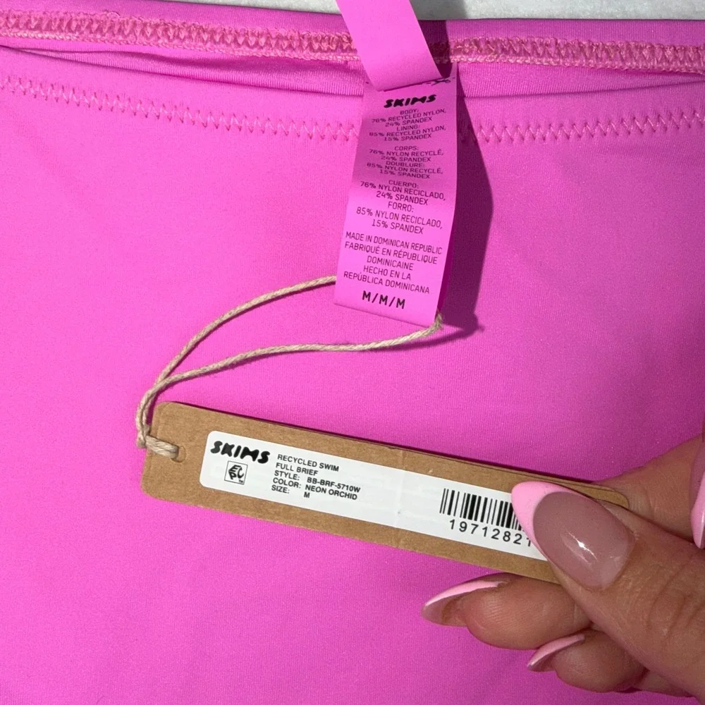 Skims Recycled Swim Full Brief Womens Medium Neon Orchid Pink High Waist Bottom